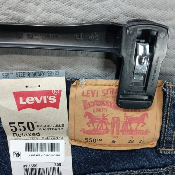 Levi's 550 Boys Jeans Relaxed Fit Tapered Leg adjustable waistband Kids size 8 H - Picture 6 of 7